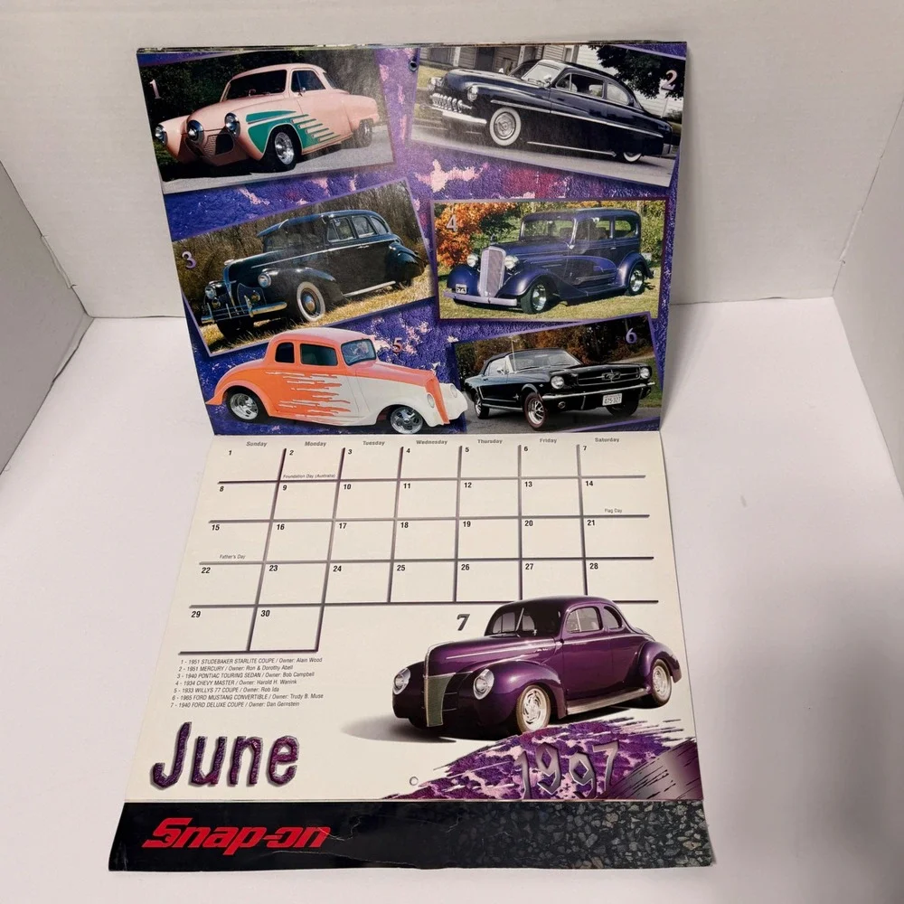Vintage 1997 Snap-on Snapshots Classics and Customs Car Wall Calendar Hot‎ Rods